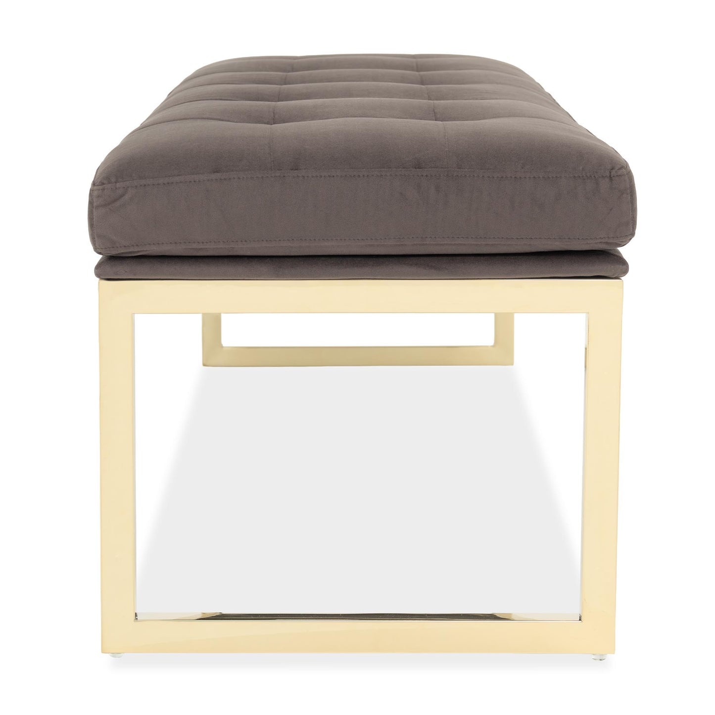 Signature Beds & Benches - Dahlia Velvet Accent Bench - Chocolate / Gold