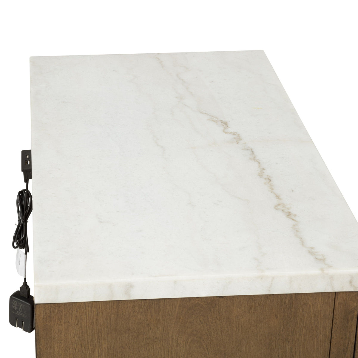 Devonshire - Nightstand With Marble Top And USB Port - Cognac
