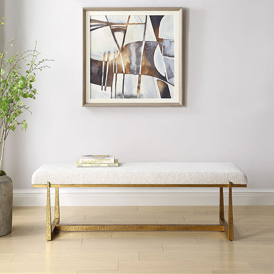 Midas - Bench - Antique Gold & White
