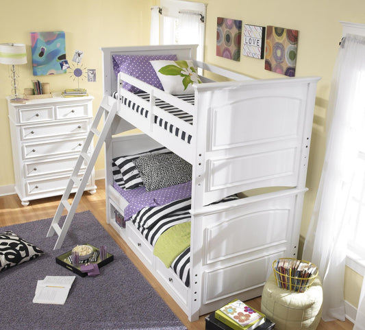Madison - Twin Over Twin Complete Over Bunk Bed - White