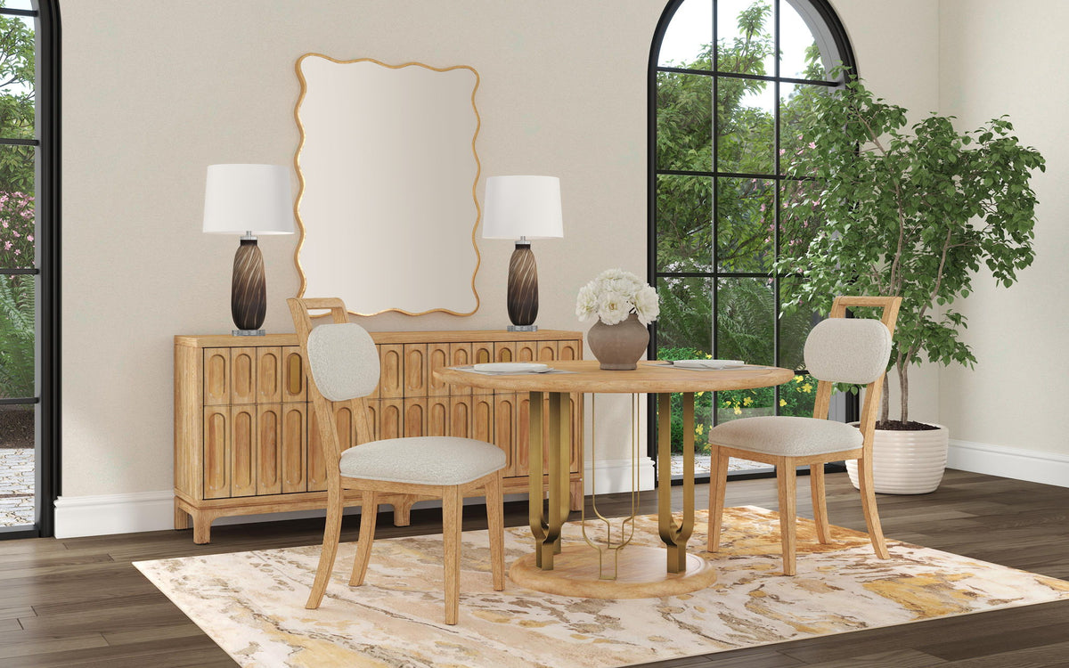 Ryder - Dining Table - Chestnut Elm / Antique Brass