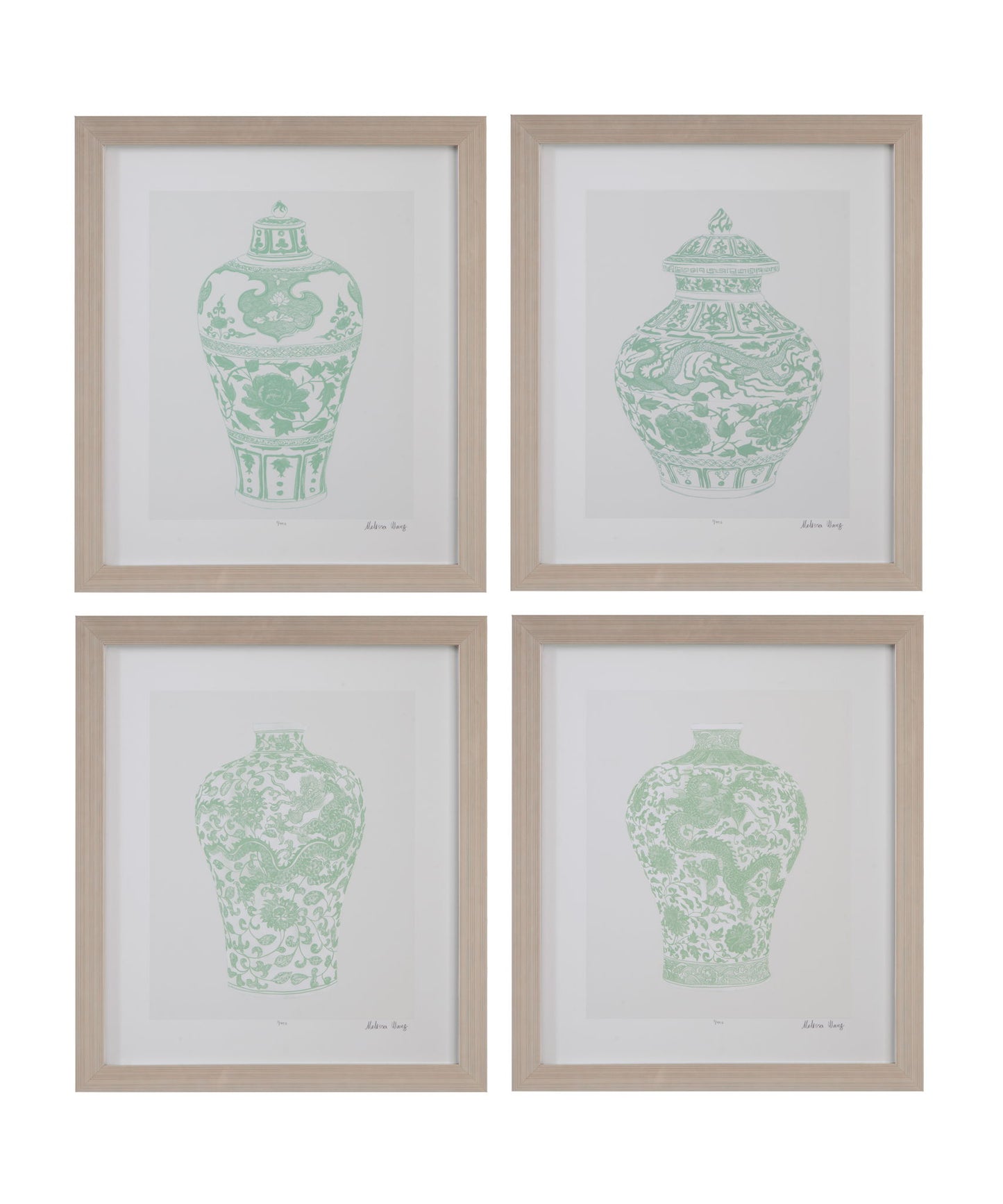 Mint Vases I Framed Print - Green / Beige