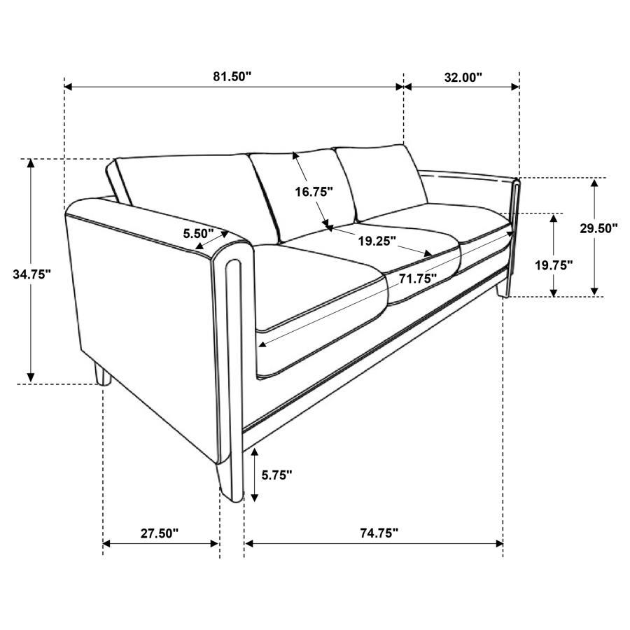 Islington - Fabric Upholstered Panel Arm Sofa - Taupe