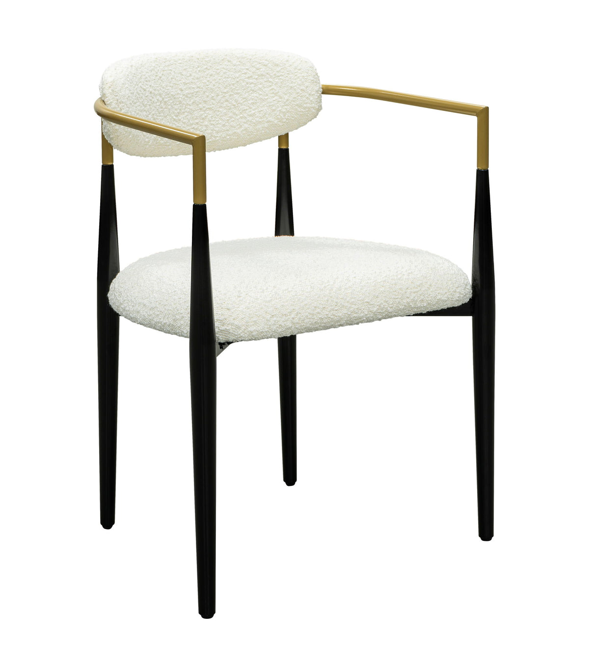 Jenson - White Dining Chair - Semi-Gloss Black /Brushed Gold / Ivory Boucle