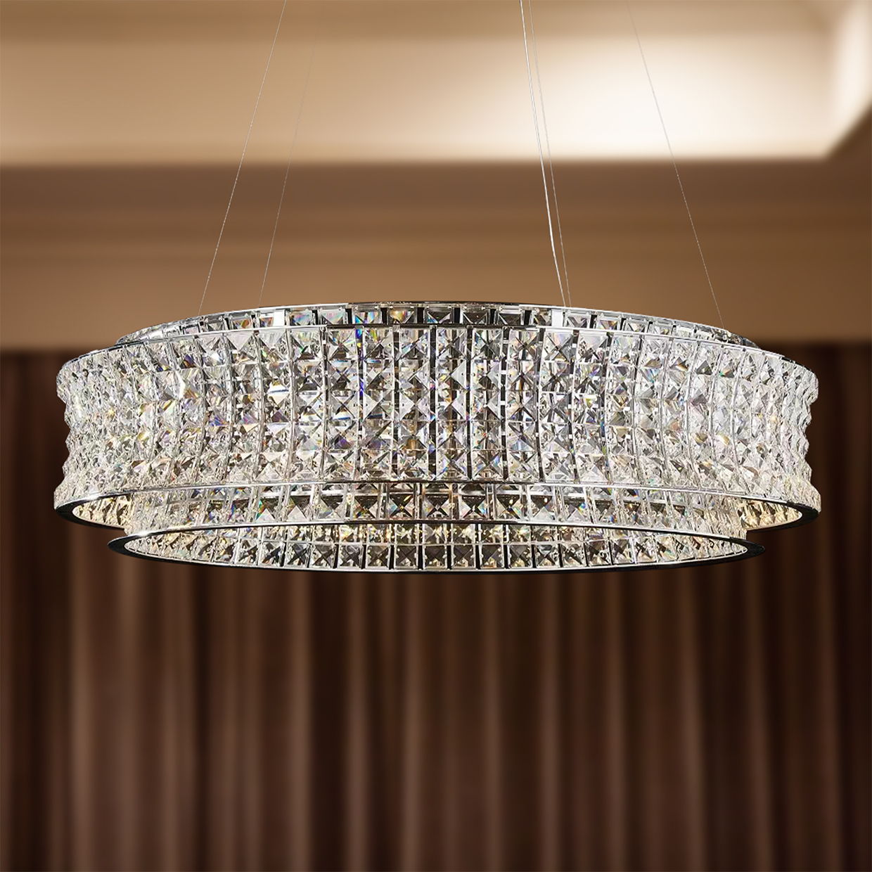 Michael Amini Lighting - Galaxy 32" Round LED Crystal Chandelier - Chrome