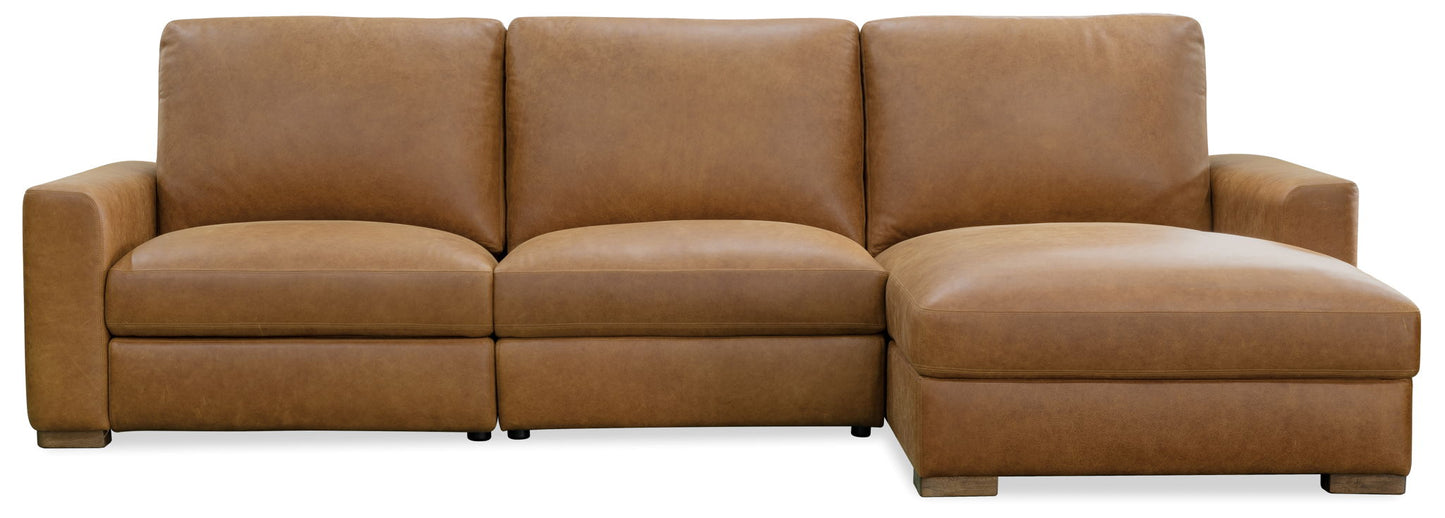 MS - Optimus Three-Seat Power Sectional - Light Brown