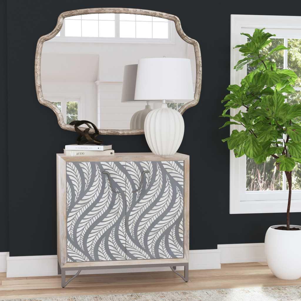 Leia - Bar Cabinet - White Mango / Ivory Bone / Gray