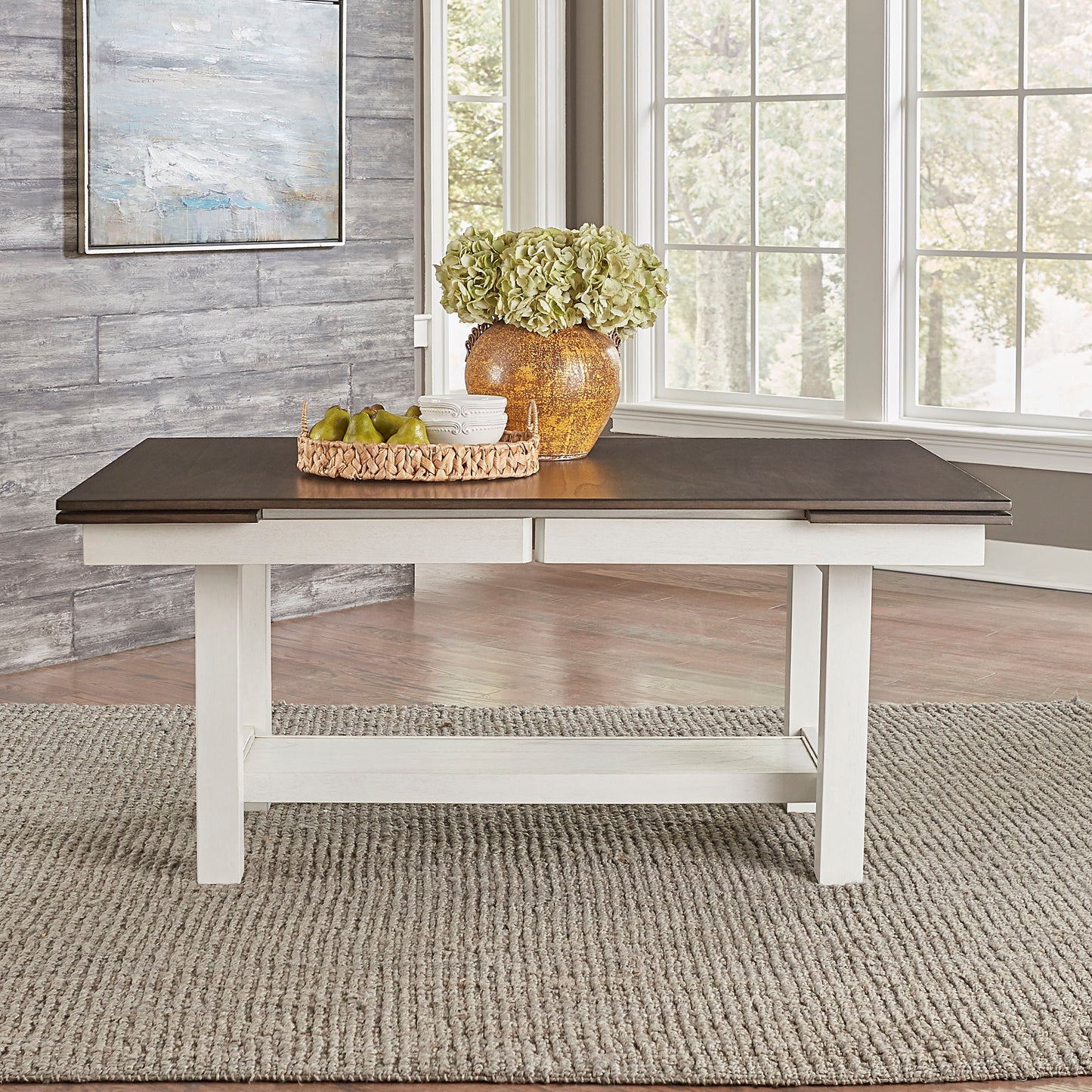 Brook Bay - Trestle Table Top - Textured White / Carbon Gray