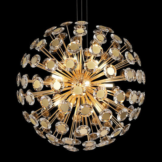 Michael Amini Lighting - Pendant 18 Light-Round Crystal Chandelier - Gold