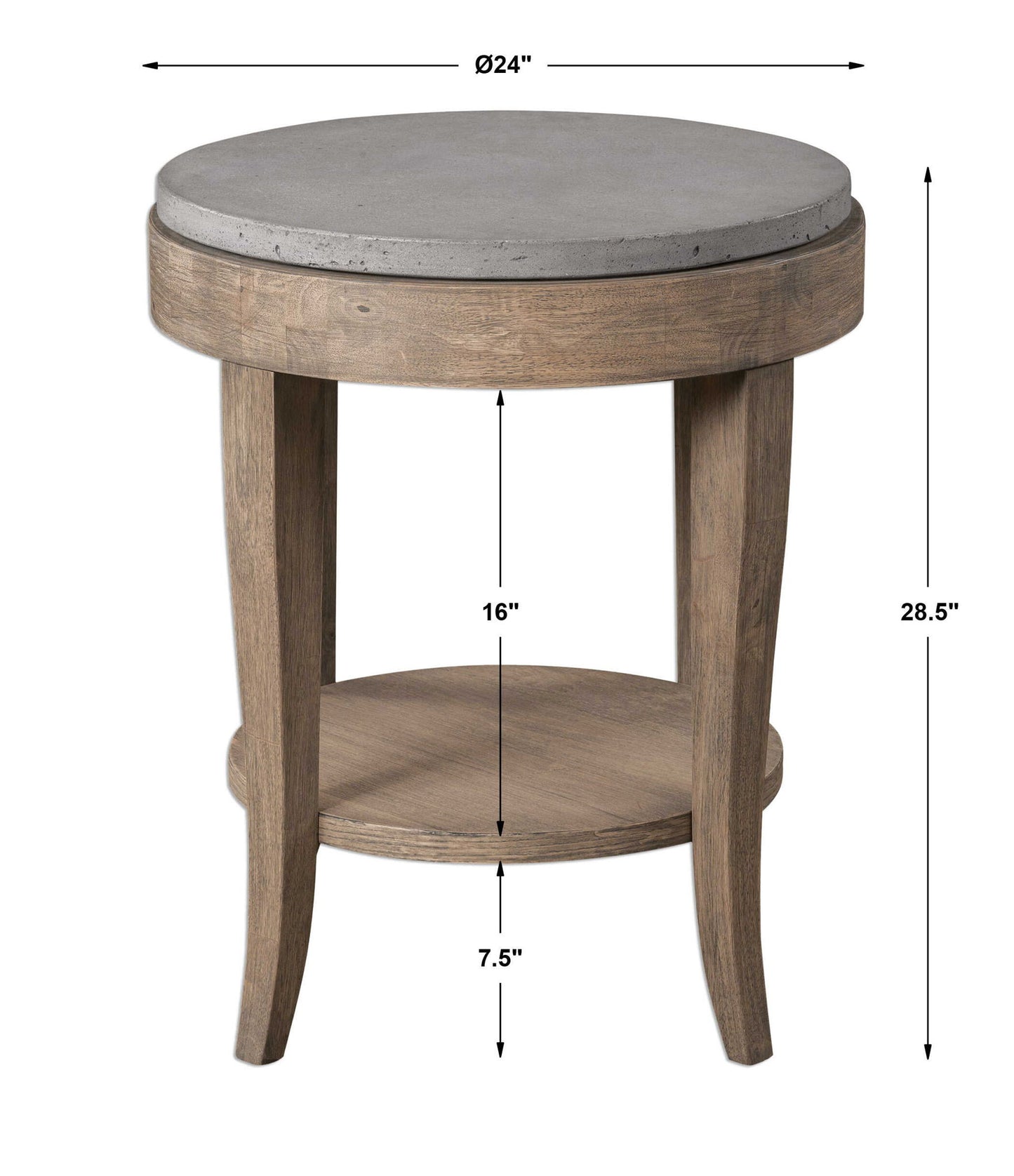 Deka - Round Side Table - Gray & Light Brown