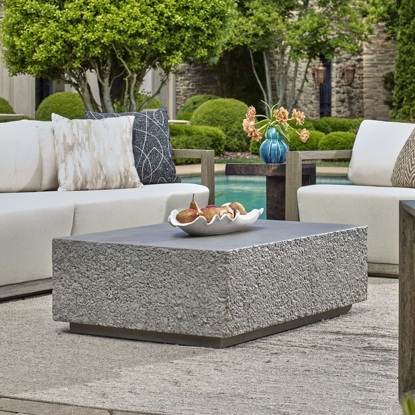 Hesston - Outdoor Concrete Coffee Table - Brown / Gray