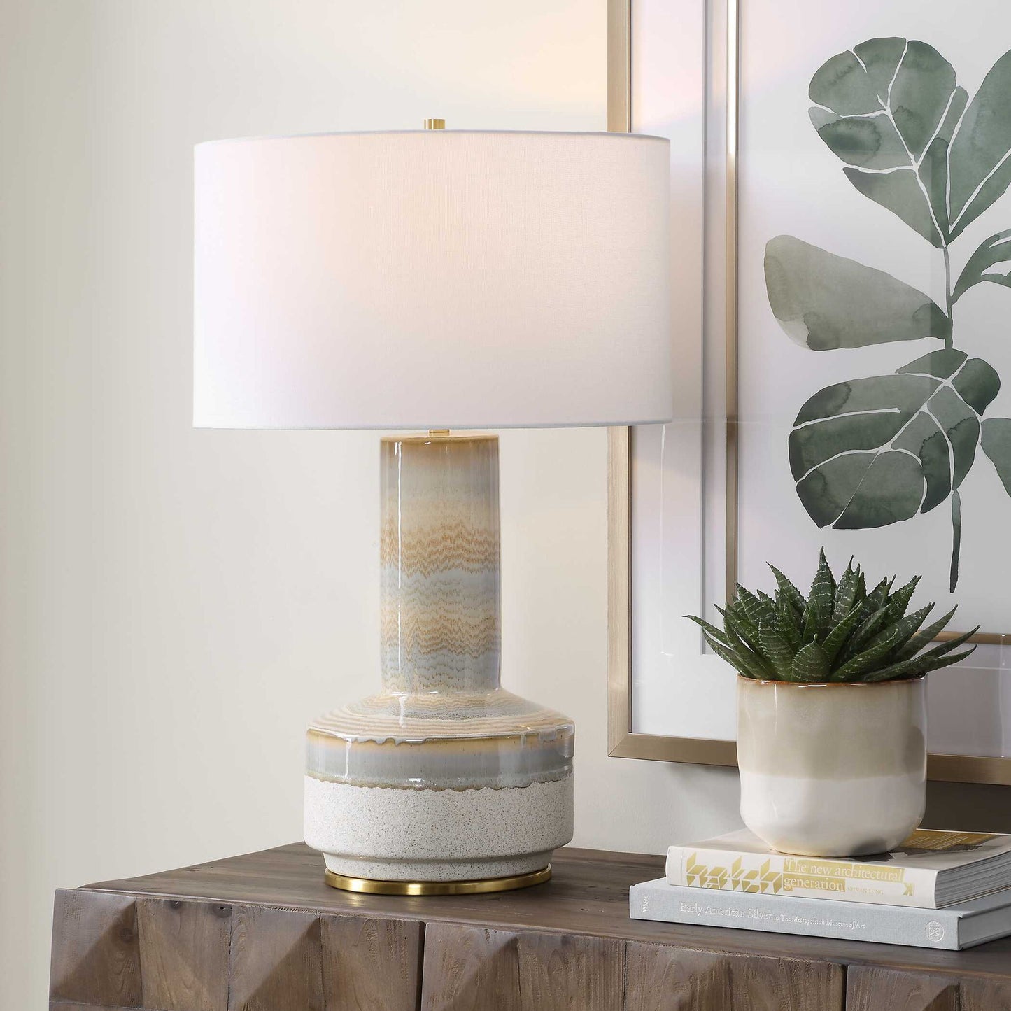 Armitage - Textured Table Lamp - Blue / Brown / Gray / White