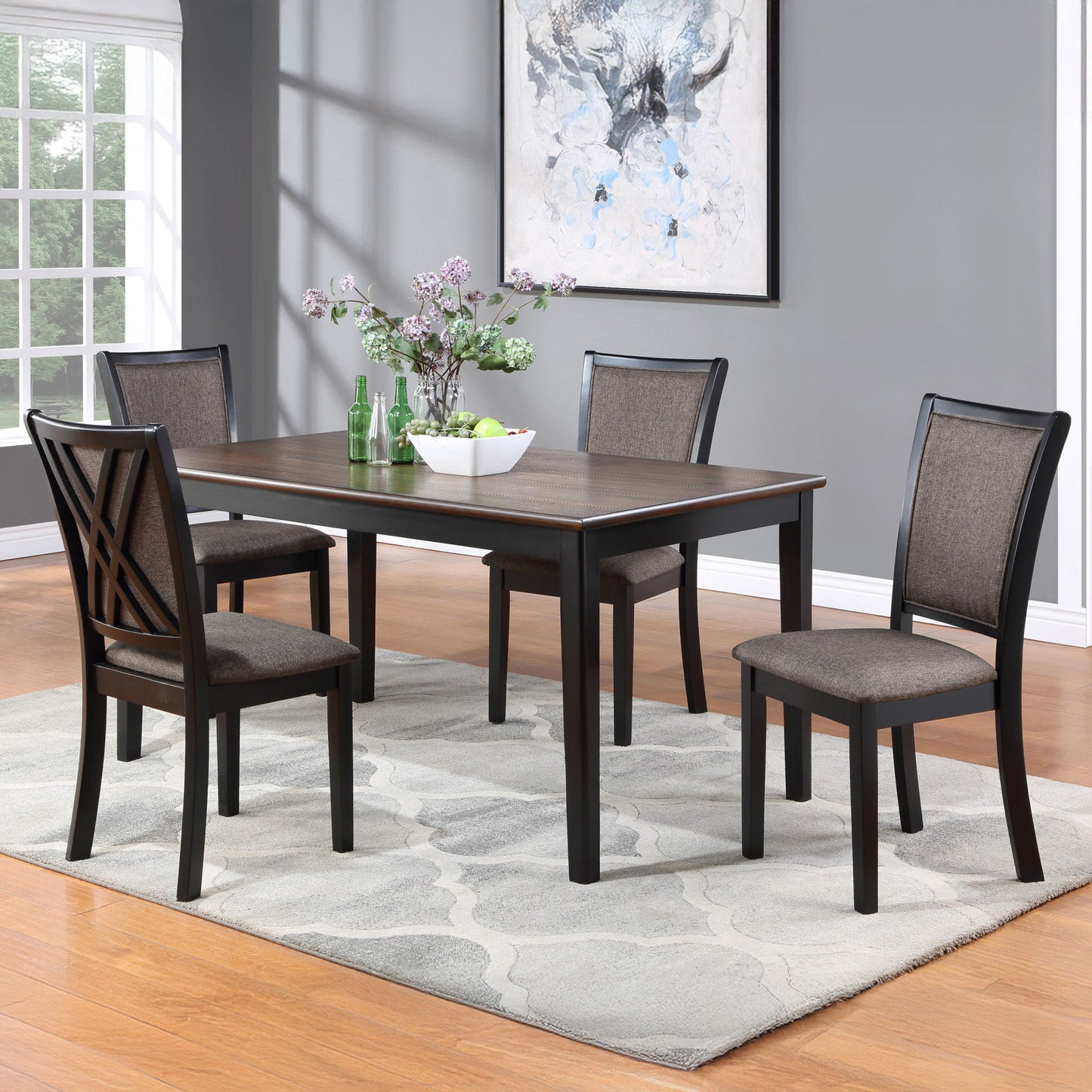 Potomac - 5 Piece Rectangle Dining Set (Table & 4 Chairs) - Brown / Black