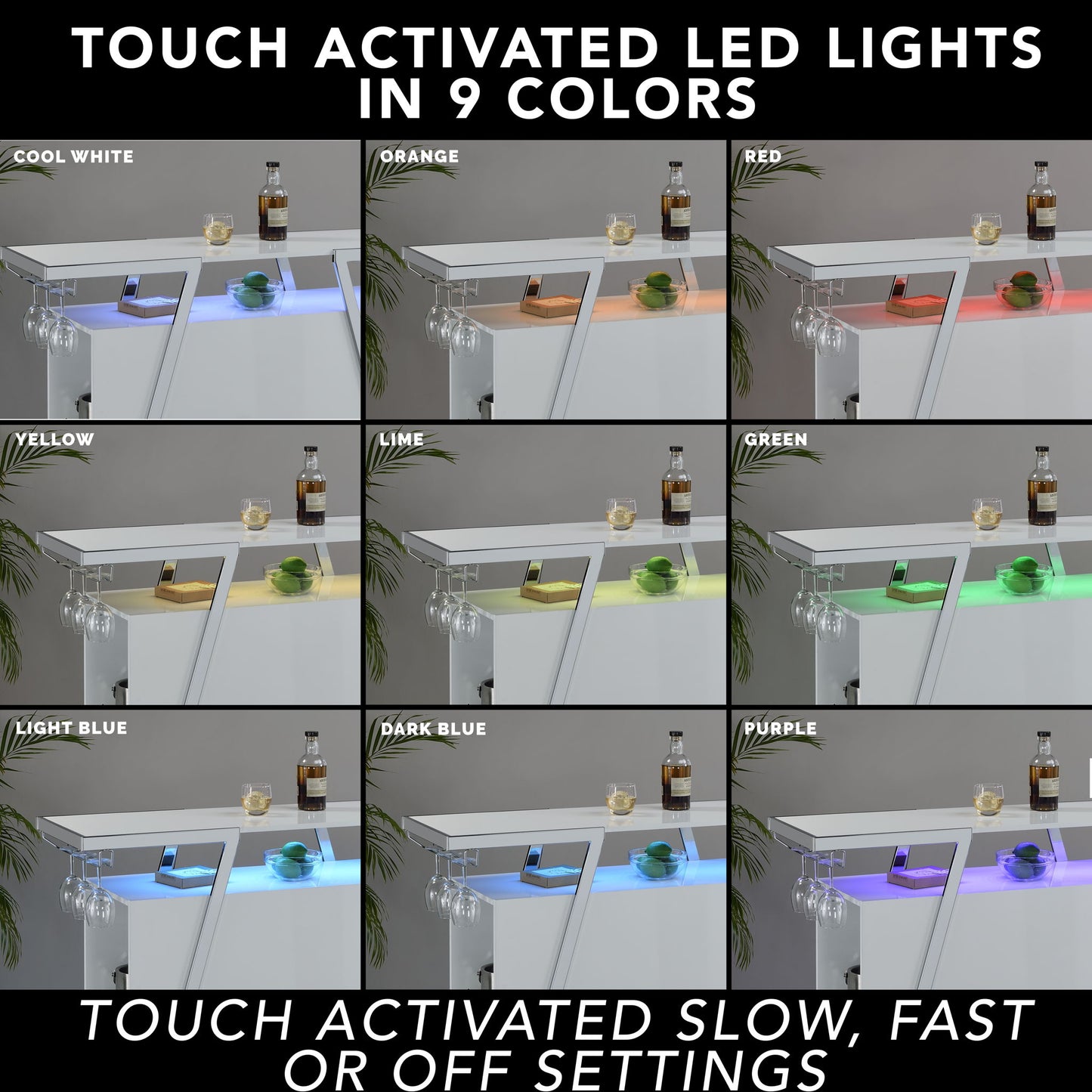 Zena - Bar With LED Lights - White