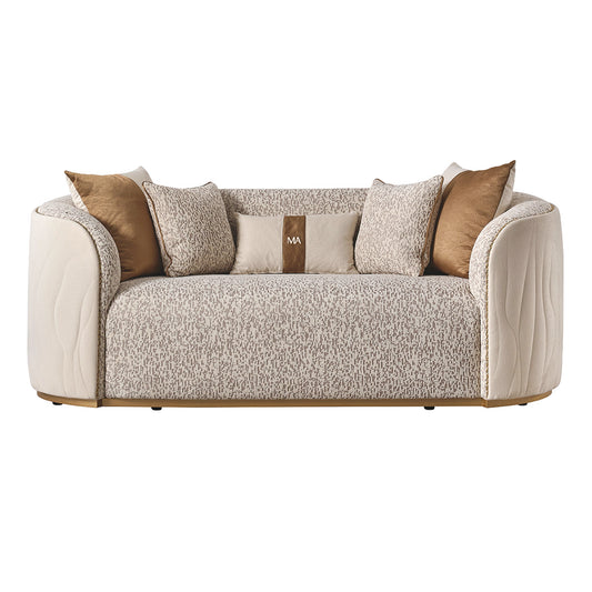 Gineverra - Loveseat - Biscotti / Ivory Gold