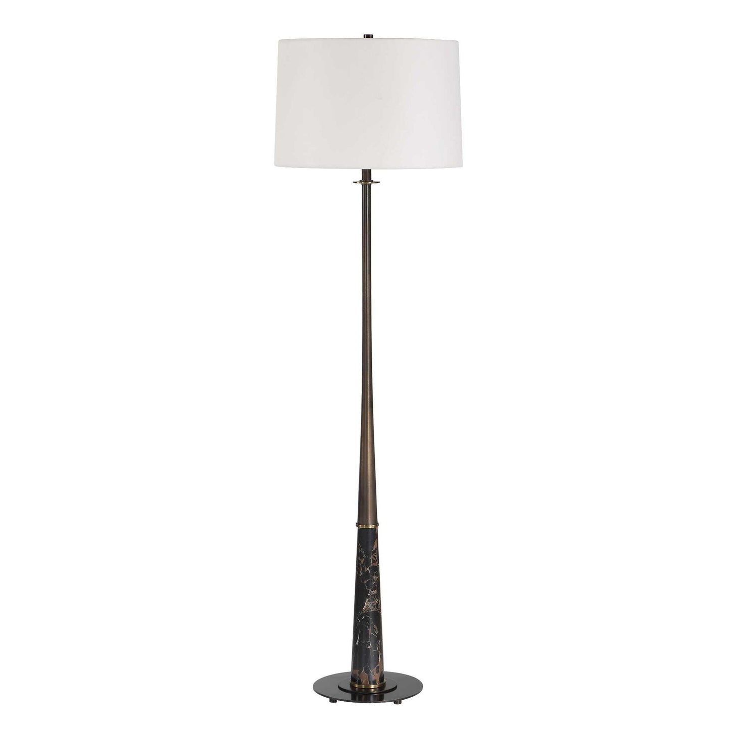 Tallarico - Brass & Marble Floor Lamp - Black / Bronze / Brown