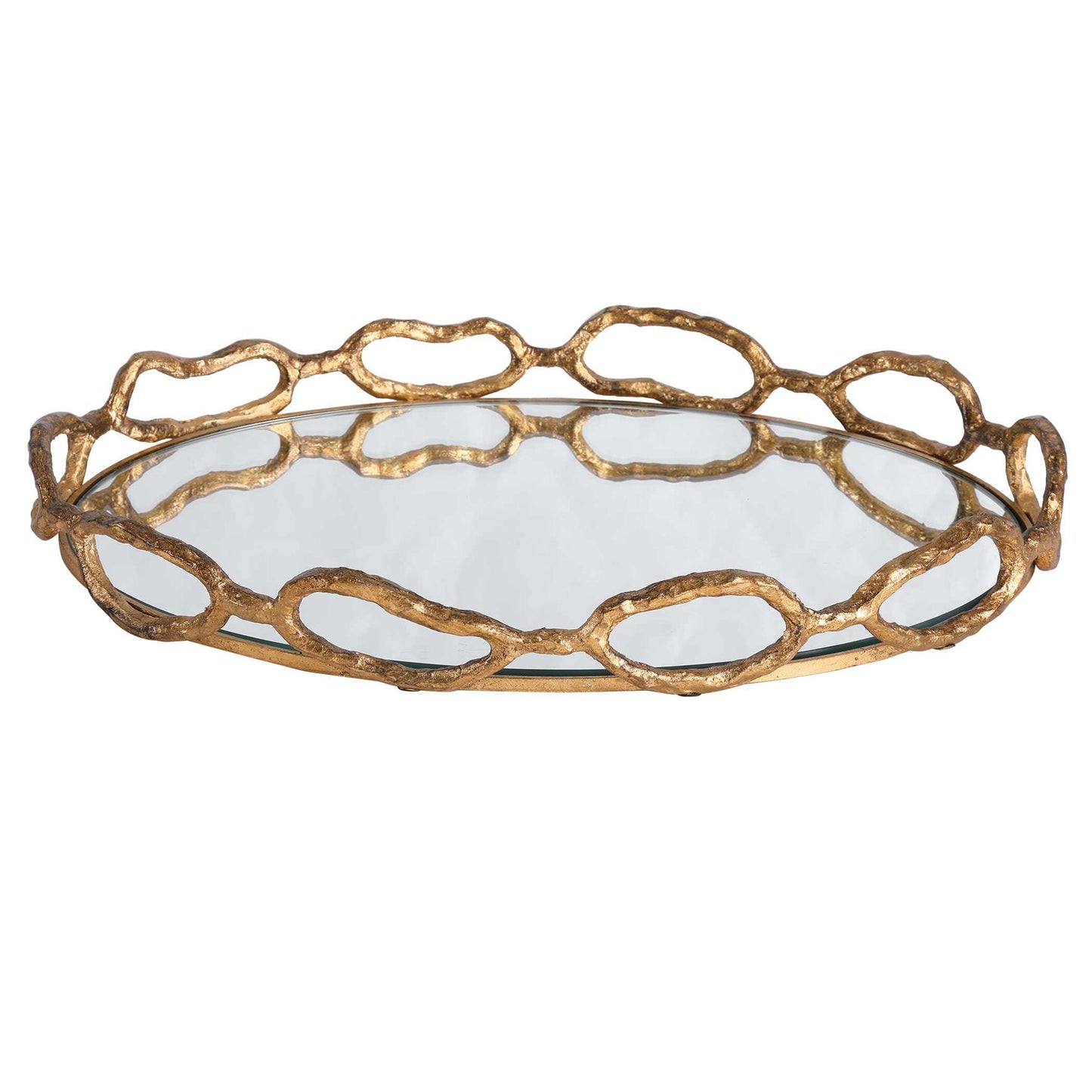 Cable - Chain Mirrored Tray - Gold