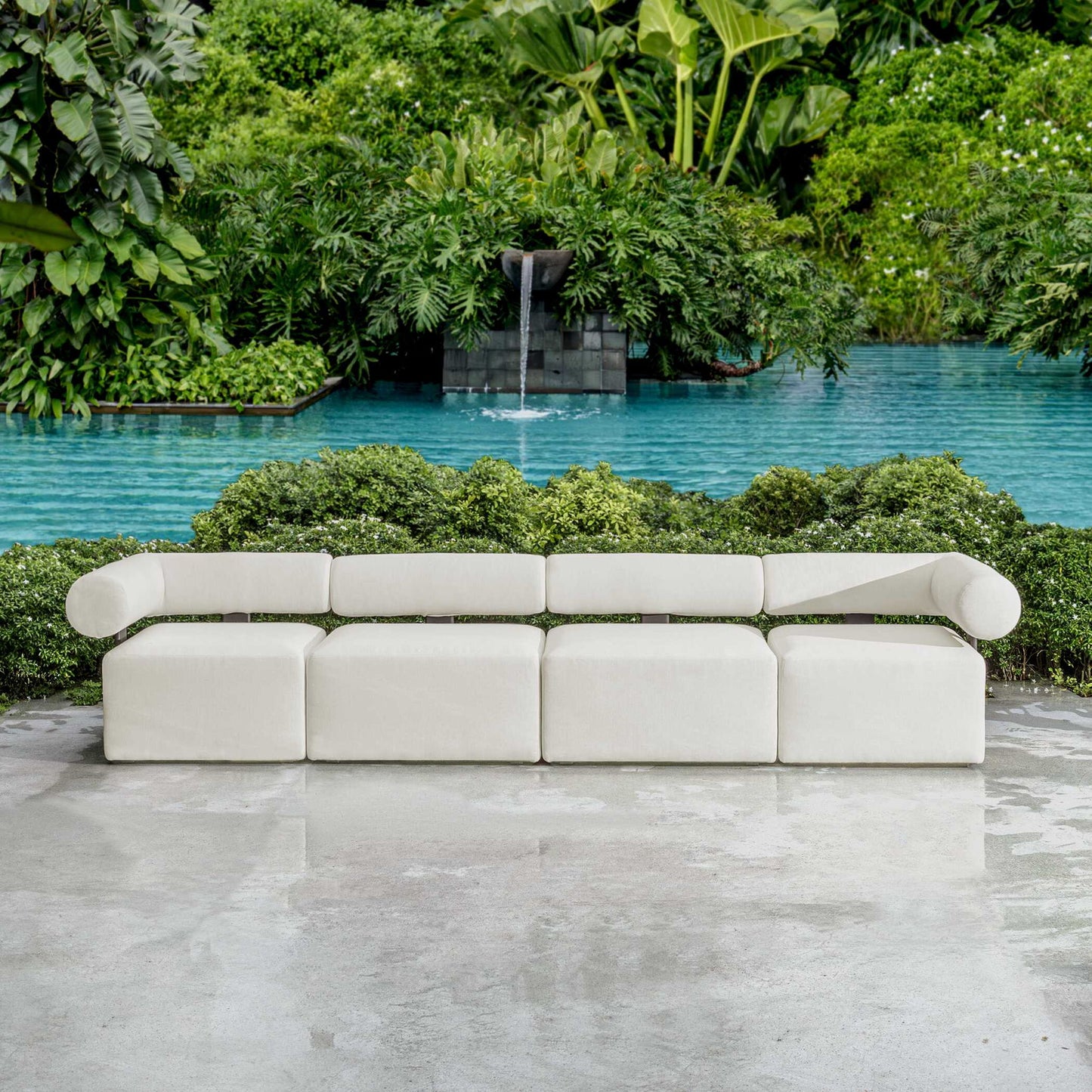 Bolster Back - Armless Outdoor Sofa - White