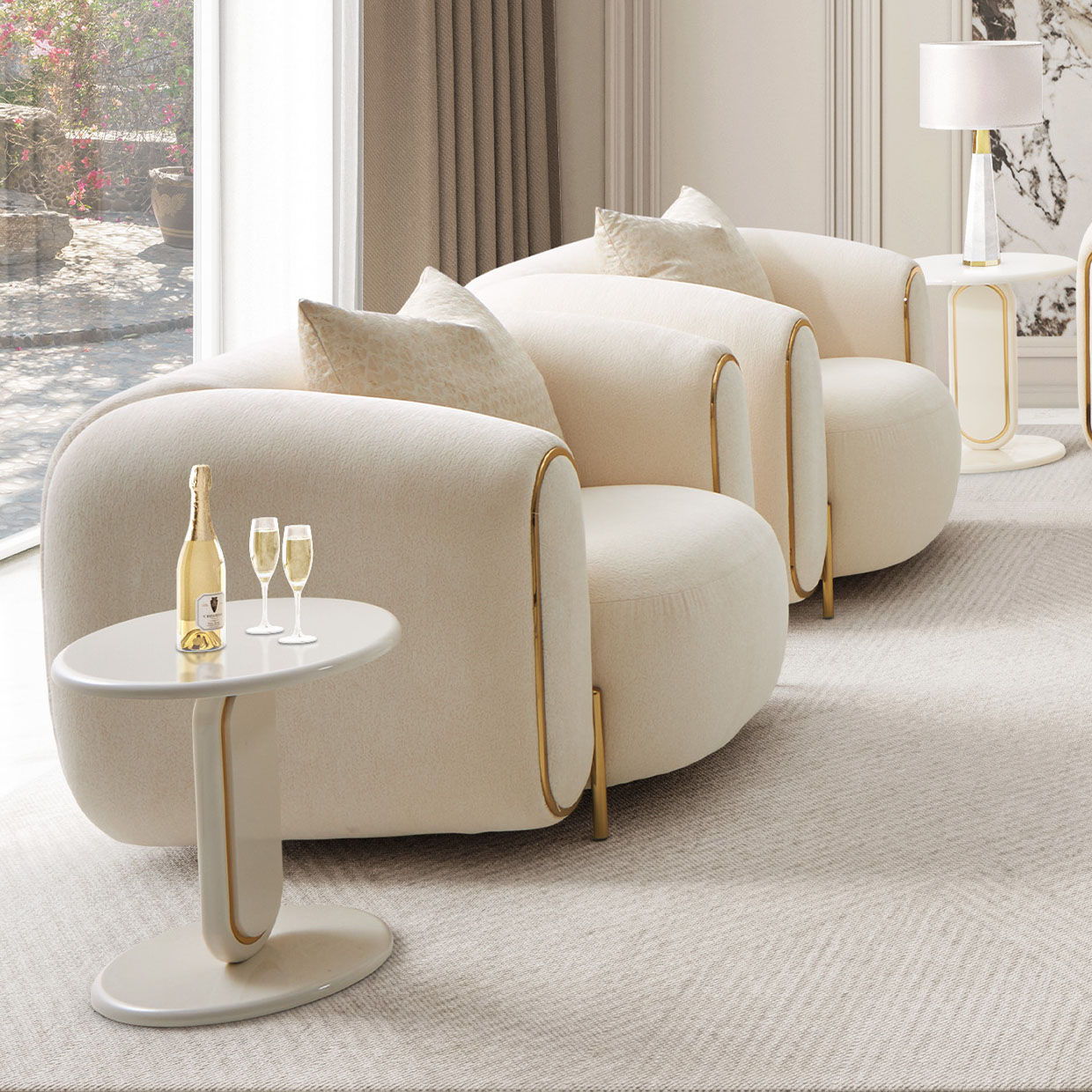 Sassani - Accent Chair - Crepe / Gold