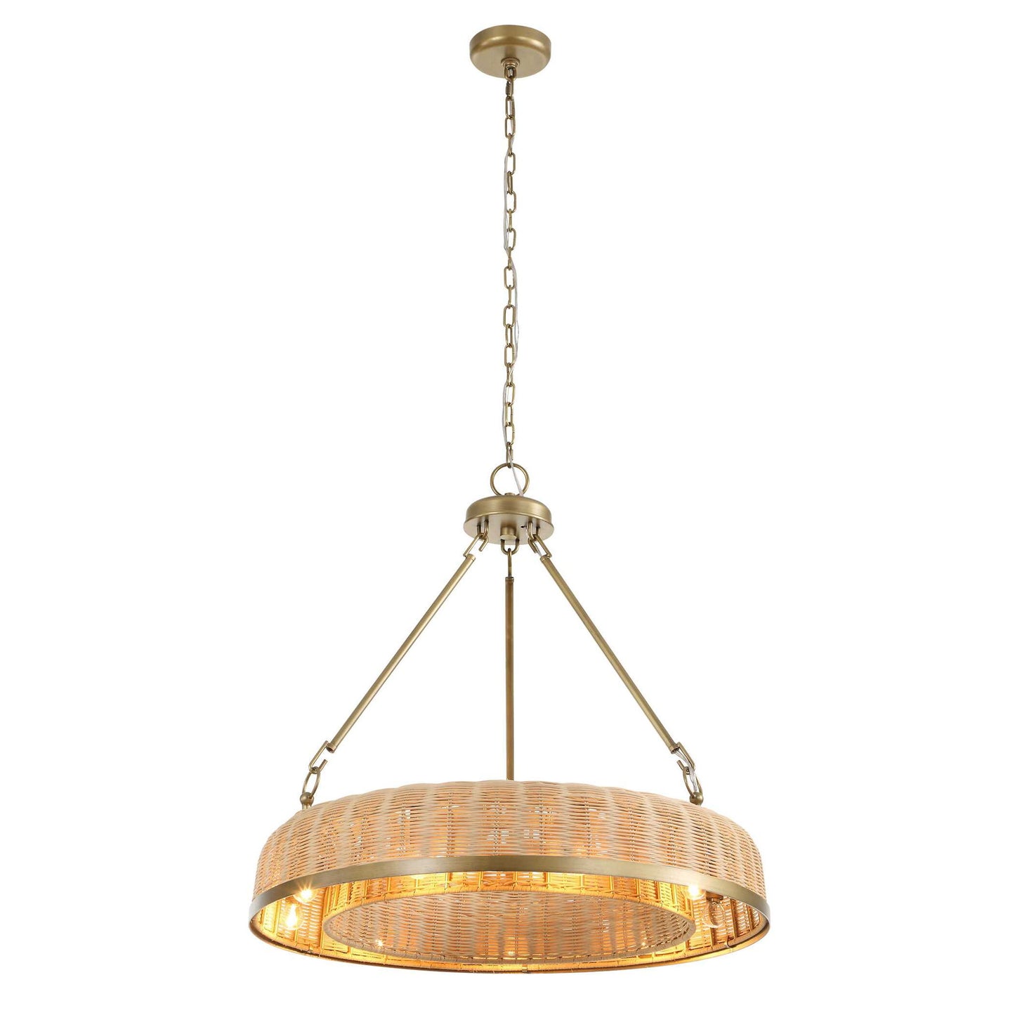Ladakh - 9 Light Round Wicker Pendant - Gold