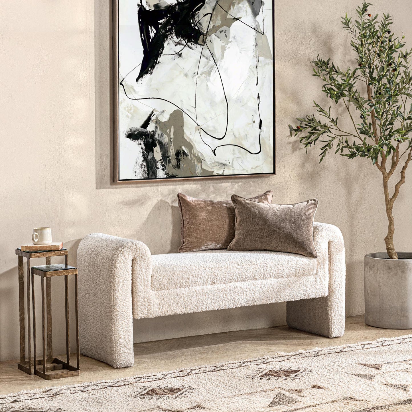 Ada - Bench - Ivory Fleece