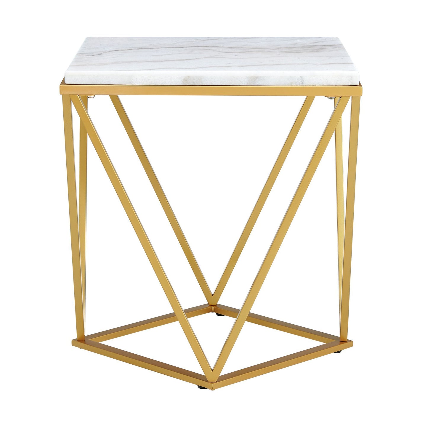 Riko - Square End Table With Metal Leg - Gold