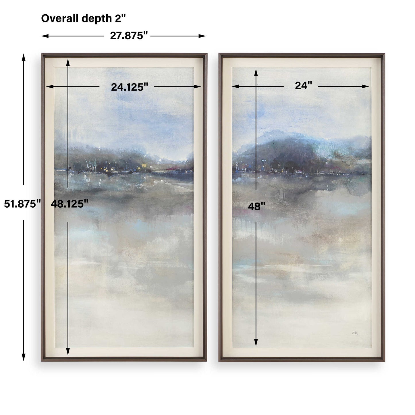 Thinking Of You - Landscape Prints (Set of 2) - Light Gray
