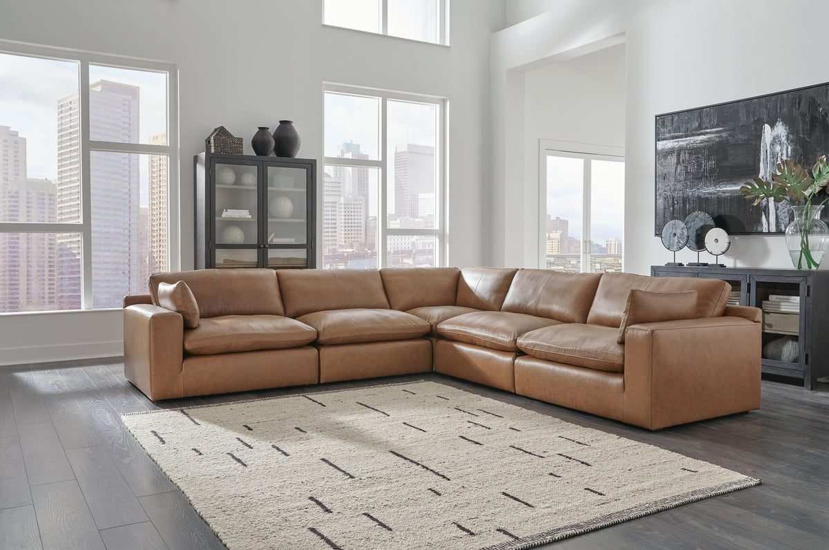 Emilia - 5-Piece Sectional - Caramel
