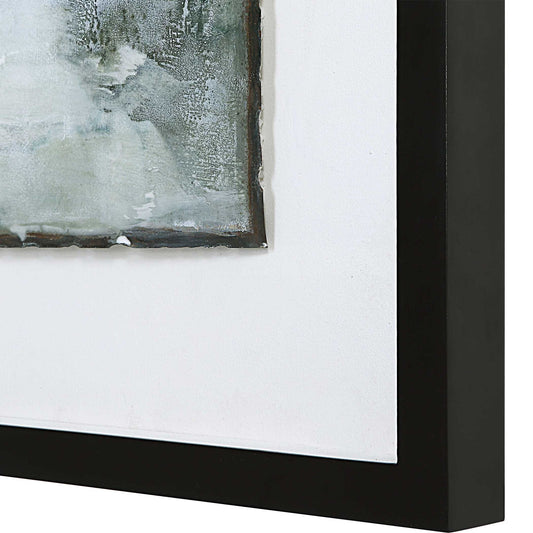 Lakeside Grande - Framed Abstract Print - Pearl Silver