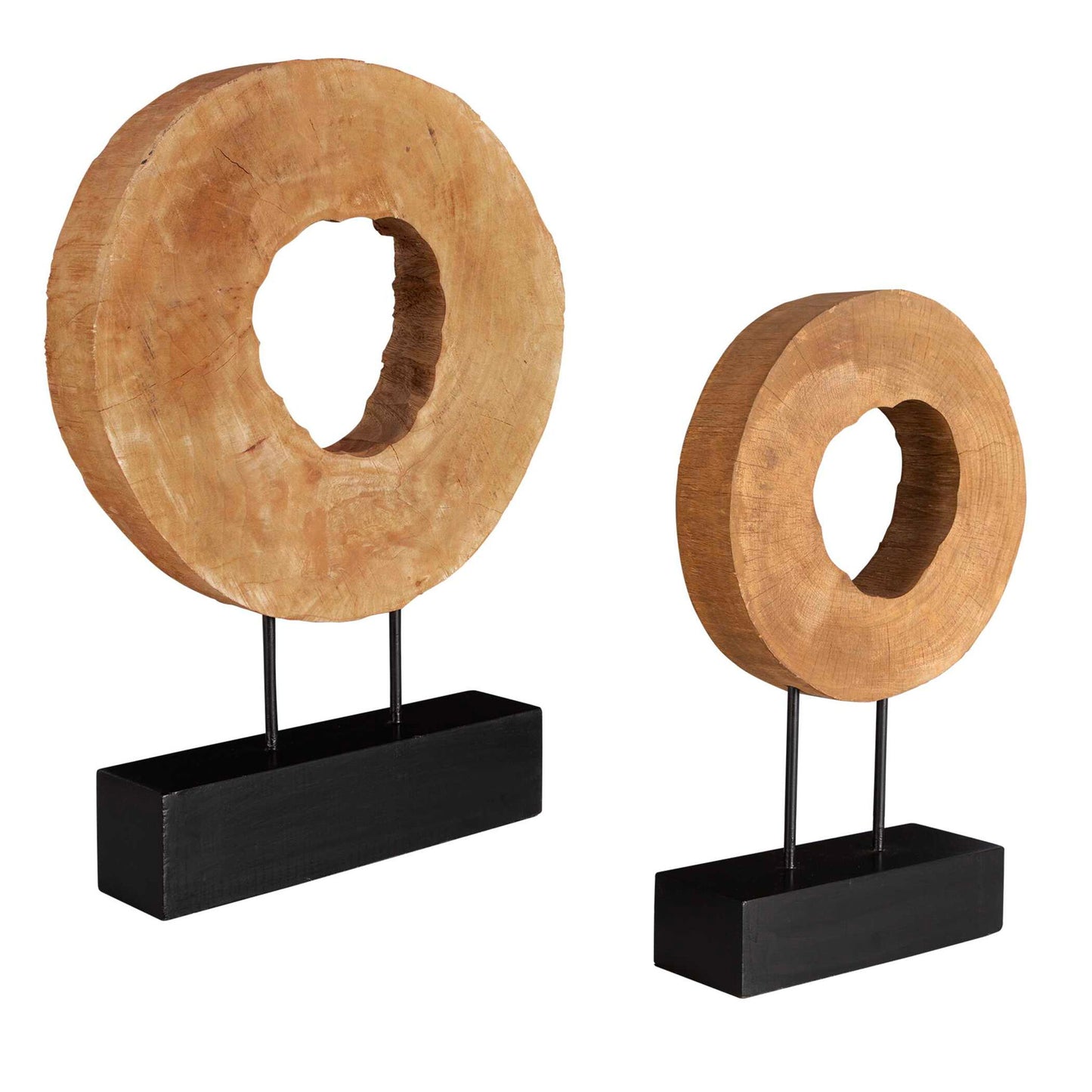 Ashlea - Wooden Sculptures (Set of 2) - Light Brown & Black