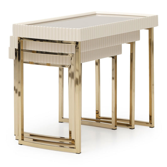 Lisbon - Nesting Tables (Set of 3) - Silken Matte Cream