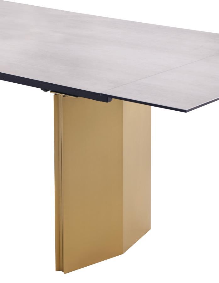 Vesa - Glass Top Extension Dining Table - Beige