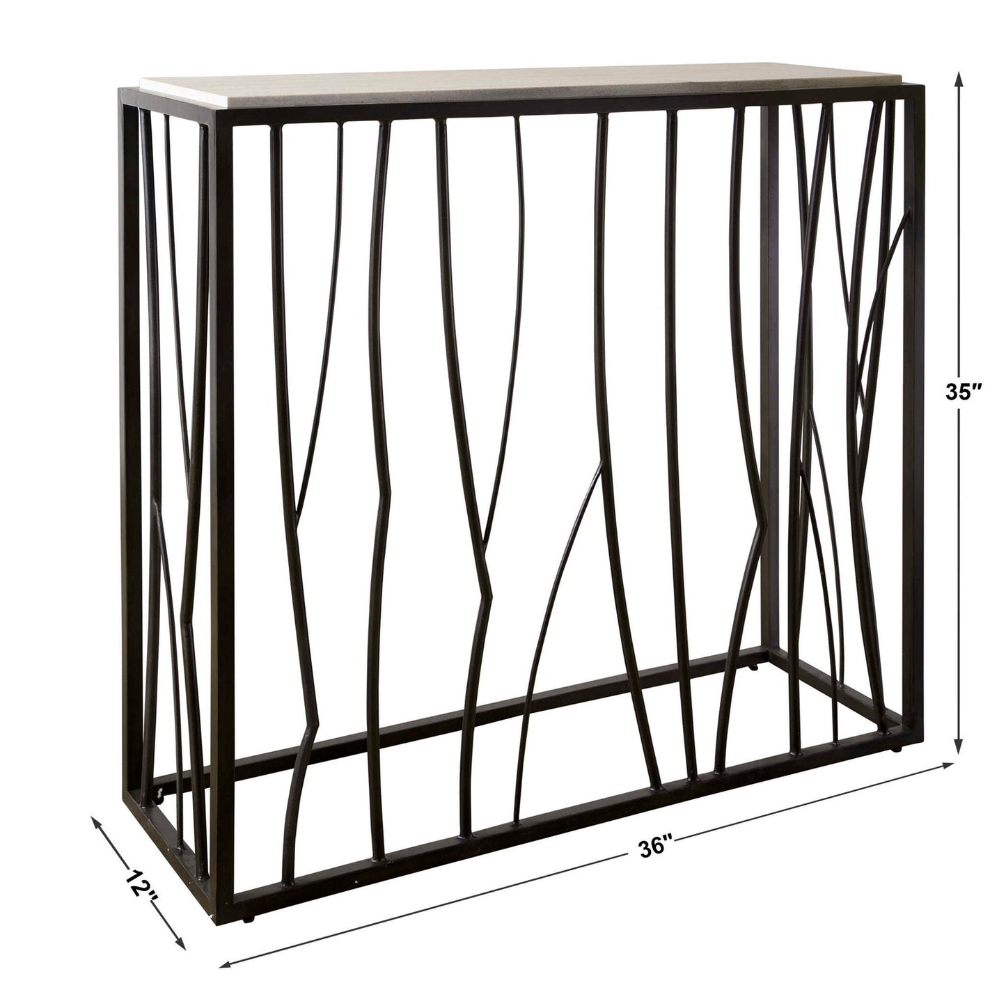 Reed - Travertine Console Table - Black & Light Brown