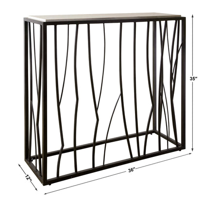 Reed - Travertine Console Table - Black & Light Brown