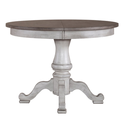 Ocean Isle - Single Pedestal Table Top - Antique White / Dark Brown
