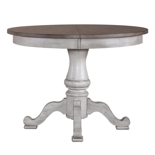 Ocean Isle - Single Pedestal Table Top - Antique White / Dark Brown