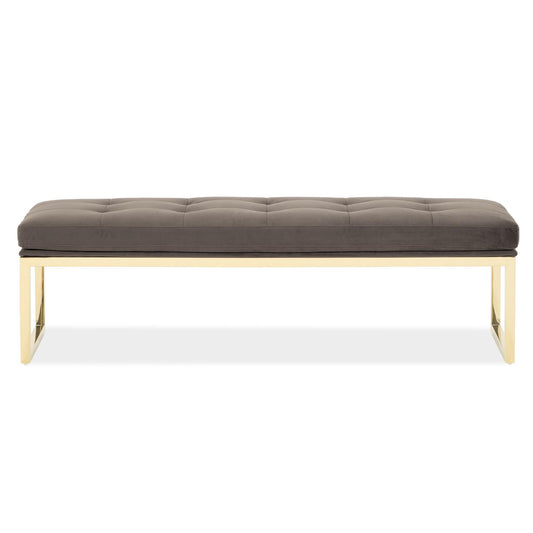 Signature Beds & Benches - Dahlia Velvet Accent Bench - Chocolate / Gold