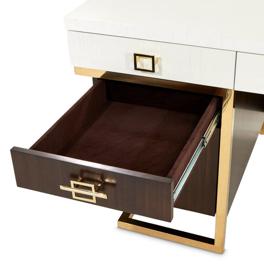 Belmont Place - Desk - White / Dark Brown