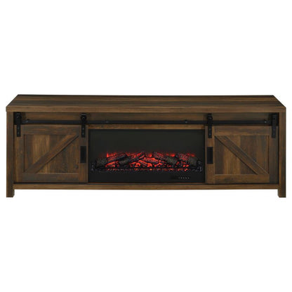 Enfield - 71" TV Stand Fireplace Media Console - Dark Pine