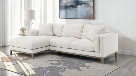 Geneva - Boucle Upholstered Sectional Chaise Sofa - Sand