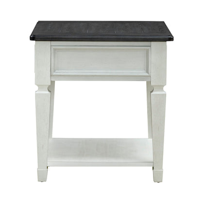 Allyson Park - Drawer End Table - Wirebrushed White / Charcoal