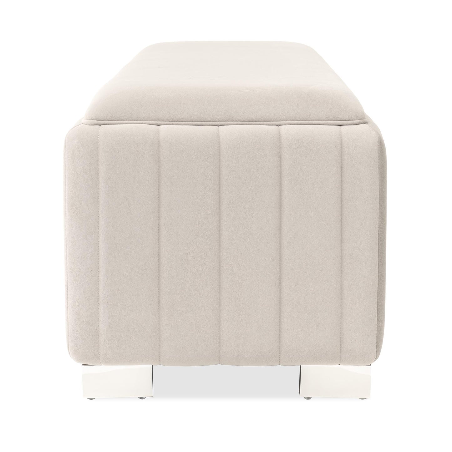 Signature Beds & Benches - Amaryllis Velvet Accent Bench - Taupe / Chrome