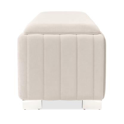 Signature Beds & Benches - Amaryllis Velvet Accent Bench - Taupe / Chrome
