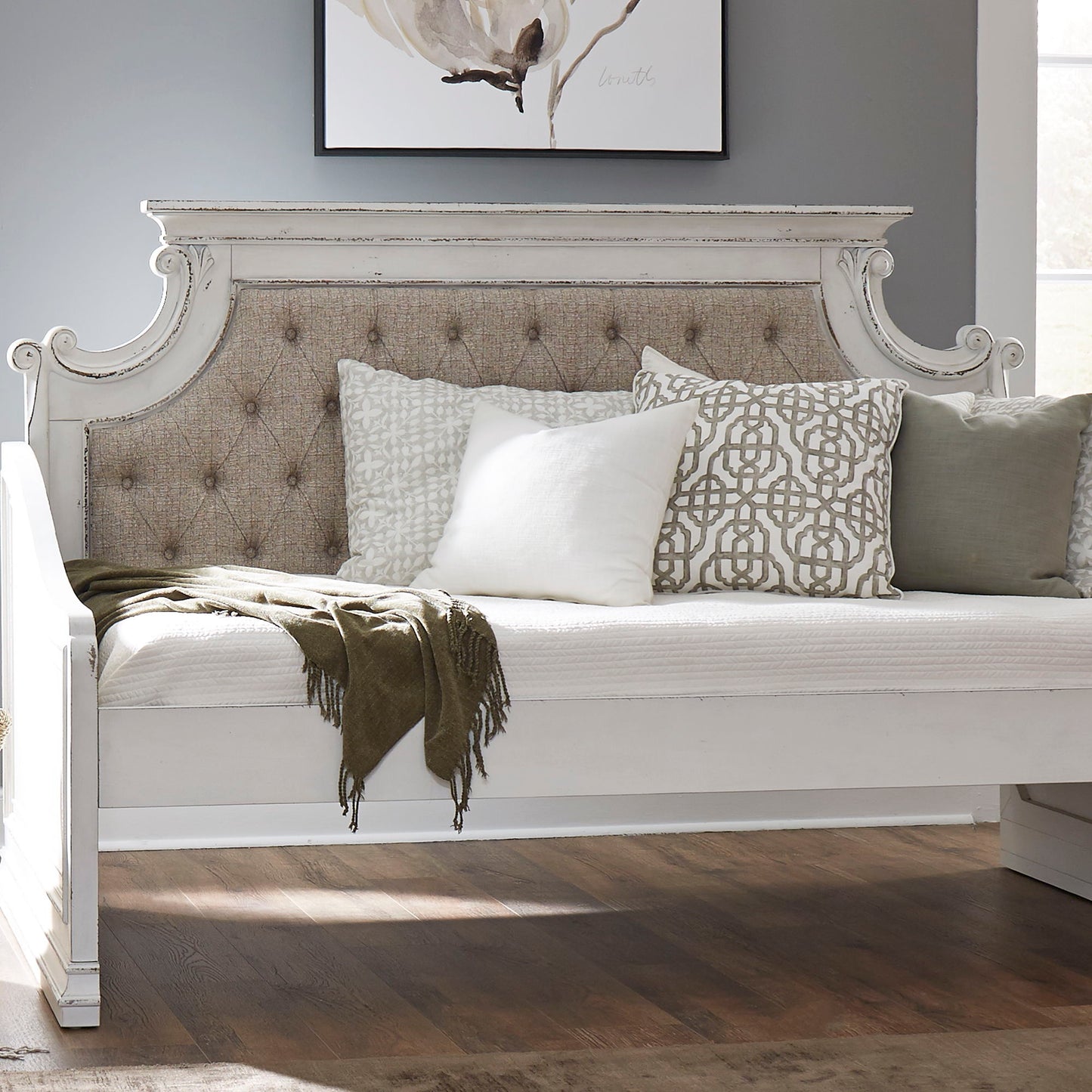 Magnolia Manor - Twin Daybed Upholstered Back - Antique White