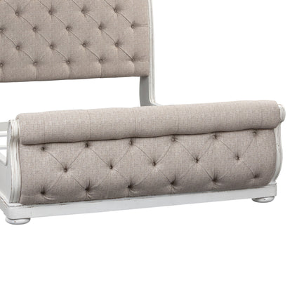 Magnolia Manor - Queen Upholstered Sleigh Footboard - Antique White