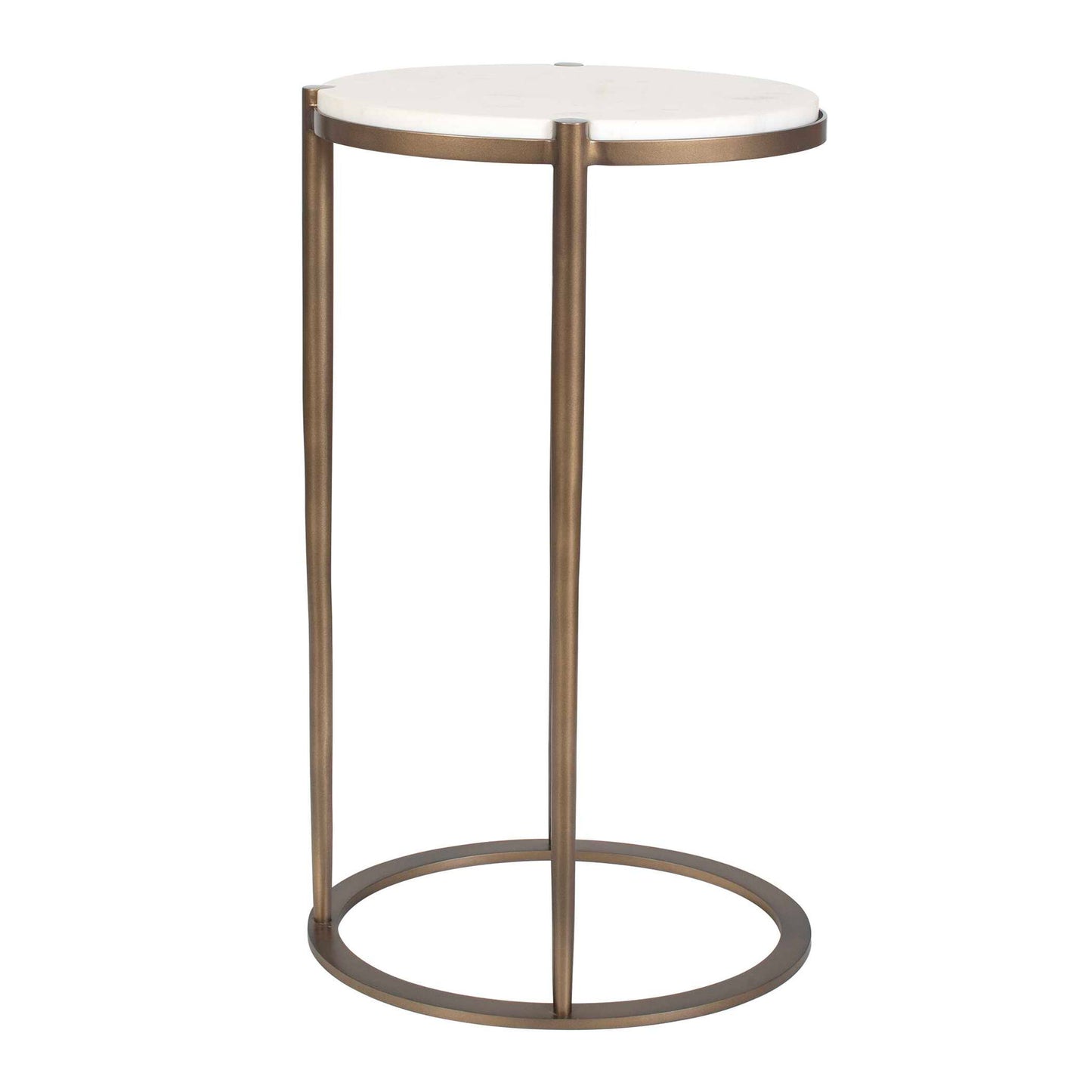 Mercier - Round Marble Accent Table - Brass / White