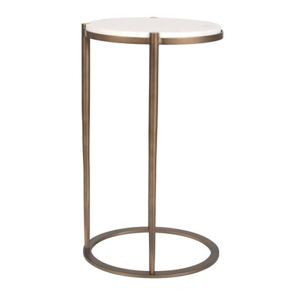 Mercier - Round Marble Accent Table - Brass / White