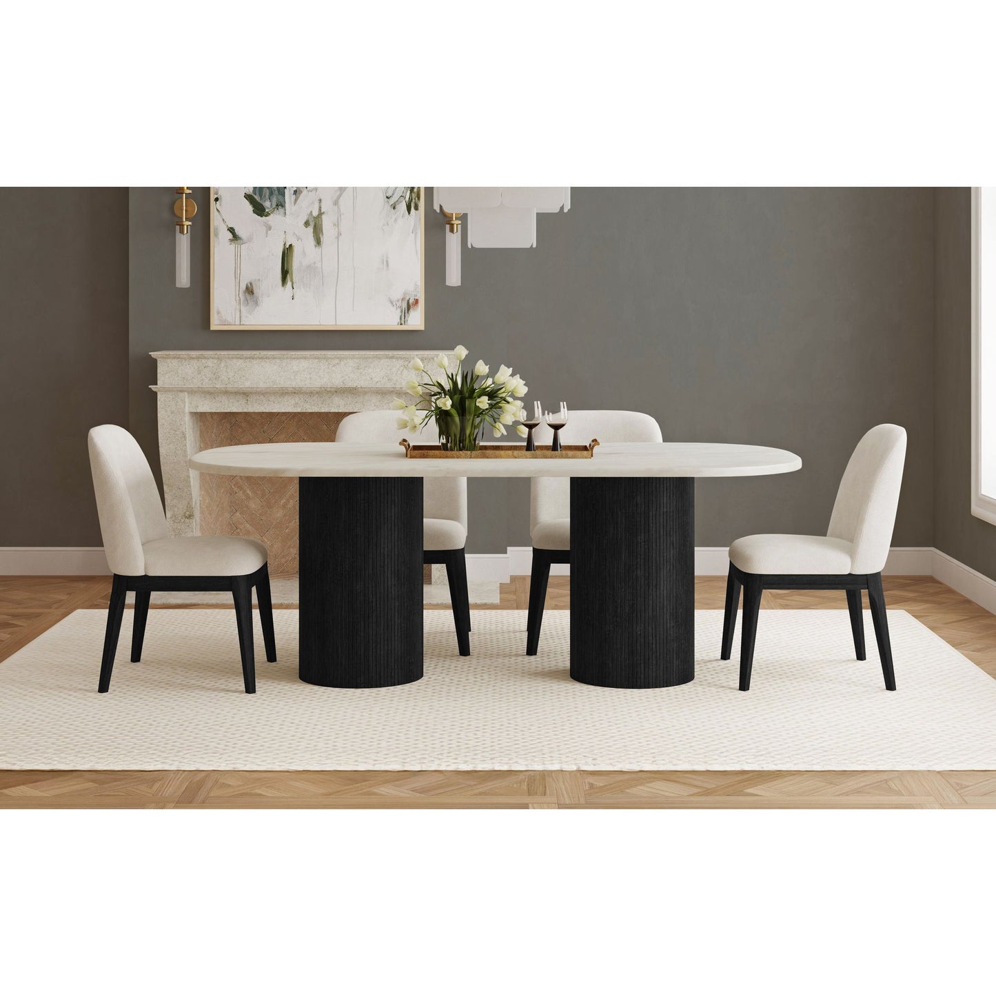Sylvie - 5 Piece Standard Height Dining Set, Oval Table