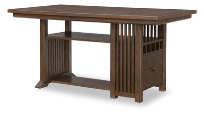 Langley - Complete Counter Height Table With Wine Storage - Fawn