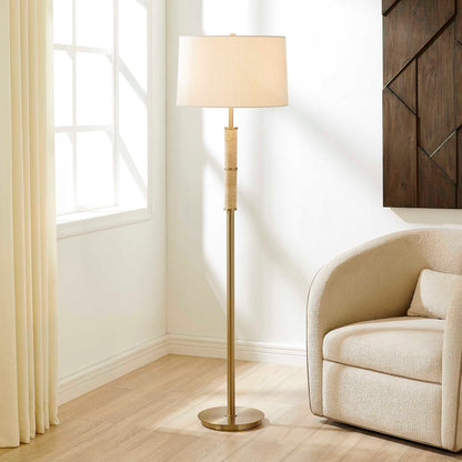 Verlaine - Travertine Floor Lamp - Brass,Gold